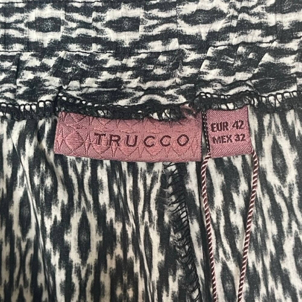 TRUCCO | Women's Blue and White Geometric Print Loose Fit Casual Pants | Size L - Picture 8 of 11